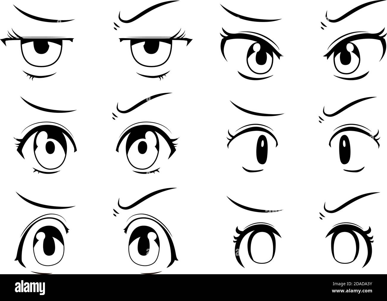 This is a illustration of Monochrome Cute anime-style eyes with a ...