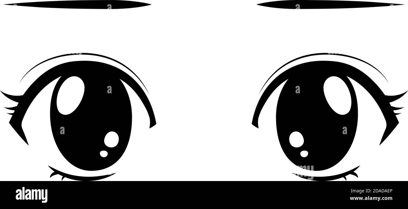 This is a illustration of Cute anime-style big black eyes in normal times  Stock Vector Image & Art - Alamy