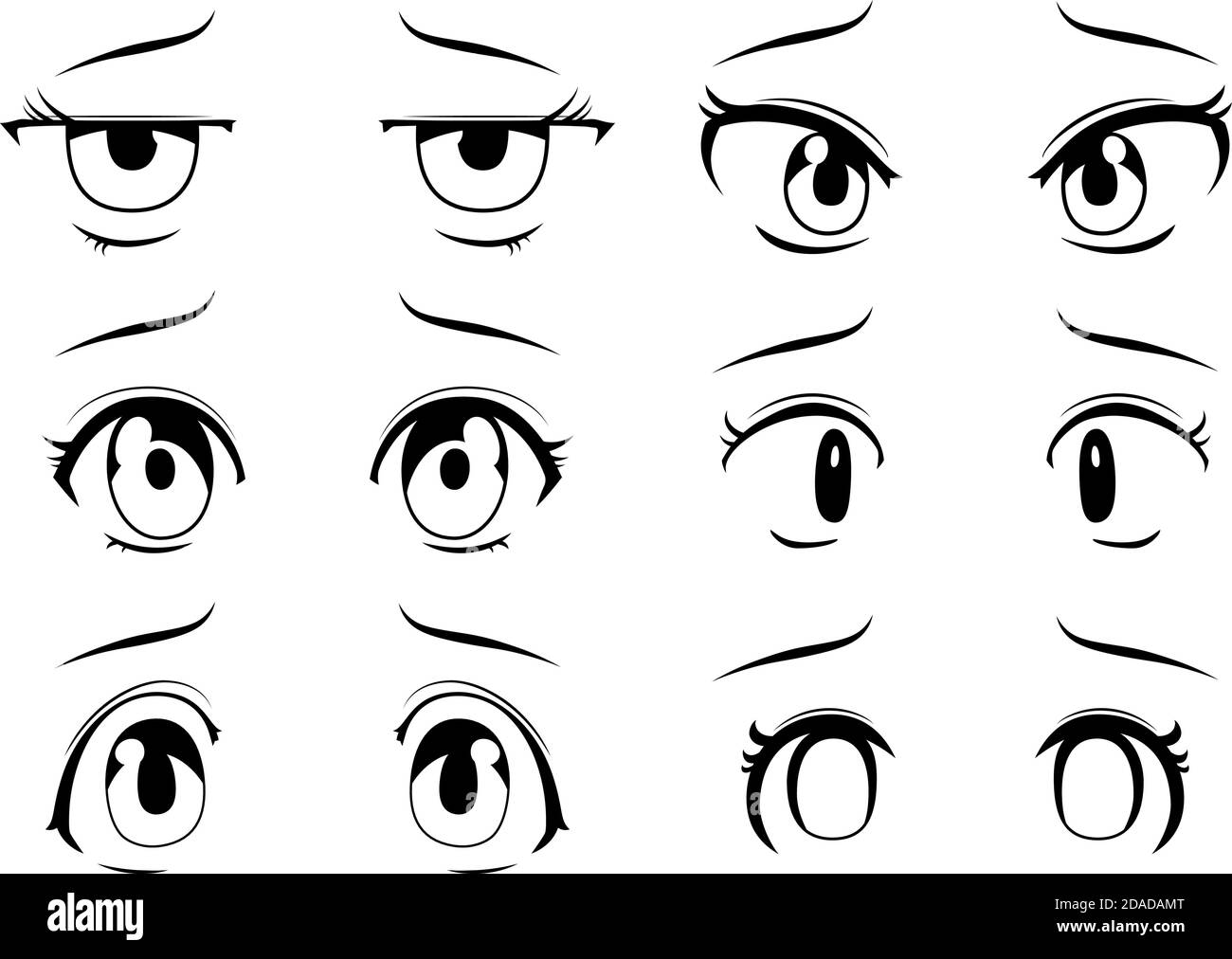 This is a illustration of Monochrome Cute anime-style eyes with a sad  expression Stock Vector Image & Art - Alamy