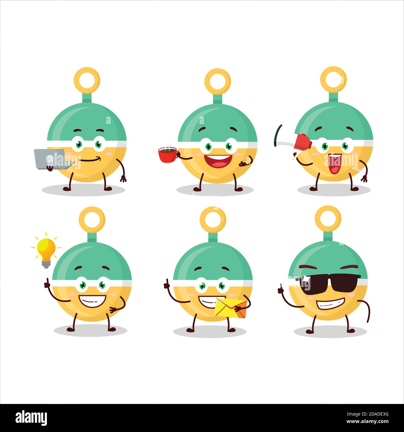 Rattle cartoon character with various types of business emoticons Stock ...