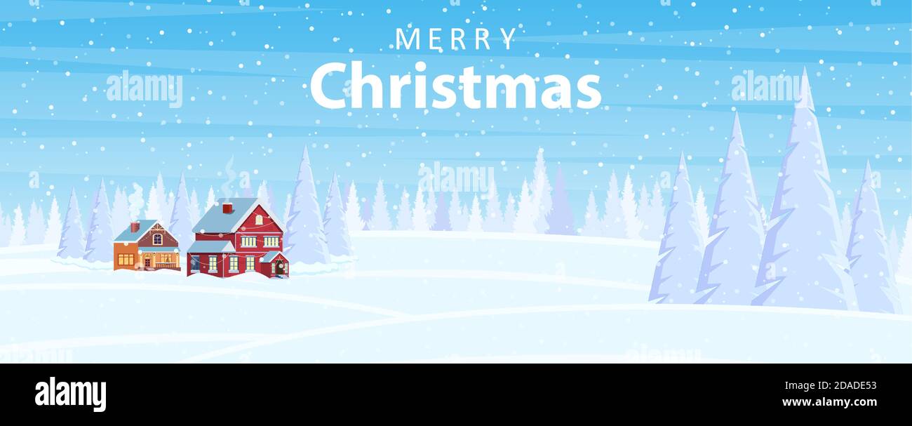 Christmas landscape background with snow and tree Stock Vector Image ...