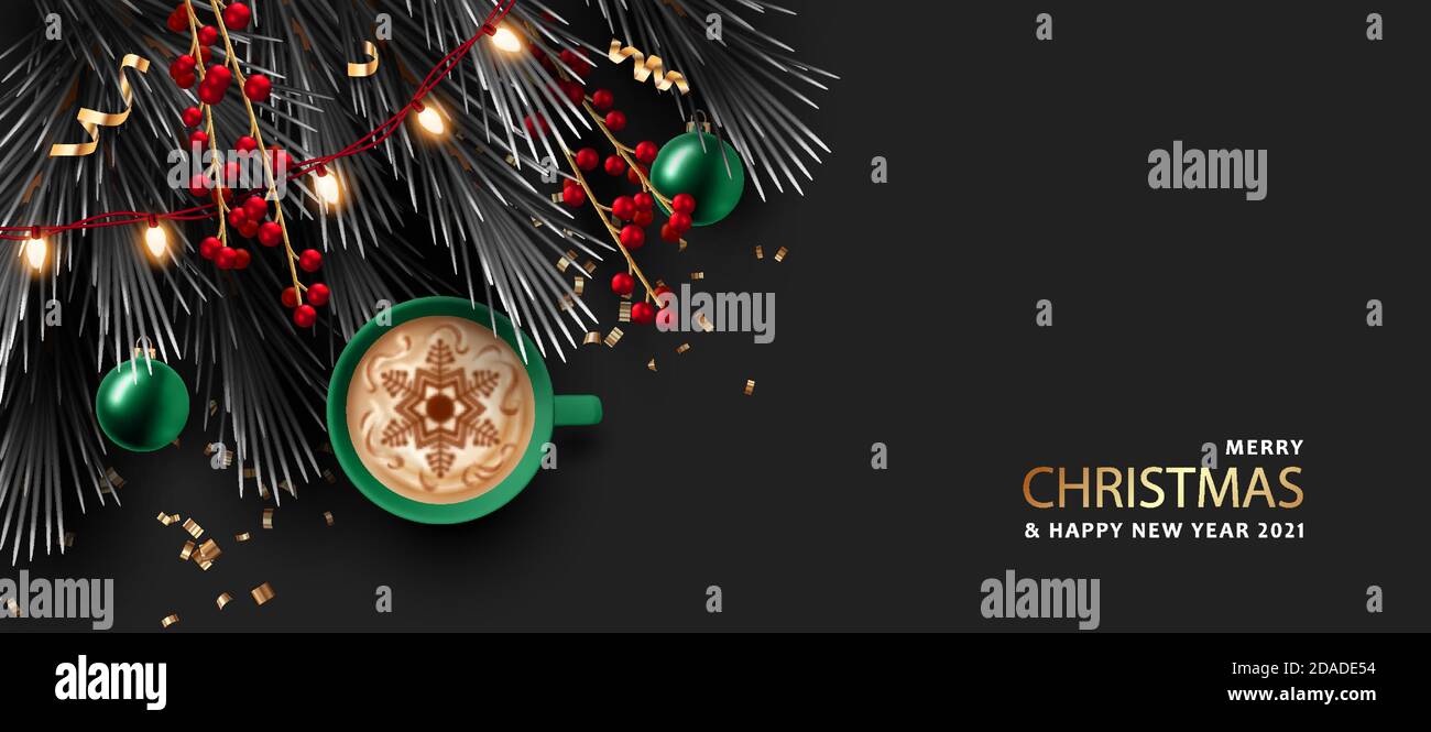 Christmas and New Year realistic banner Stock Vector