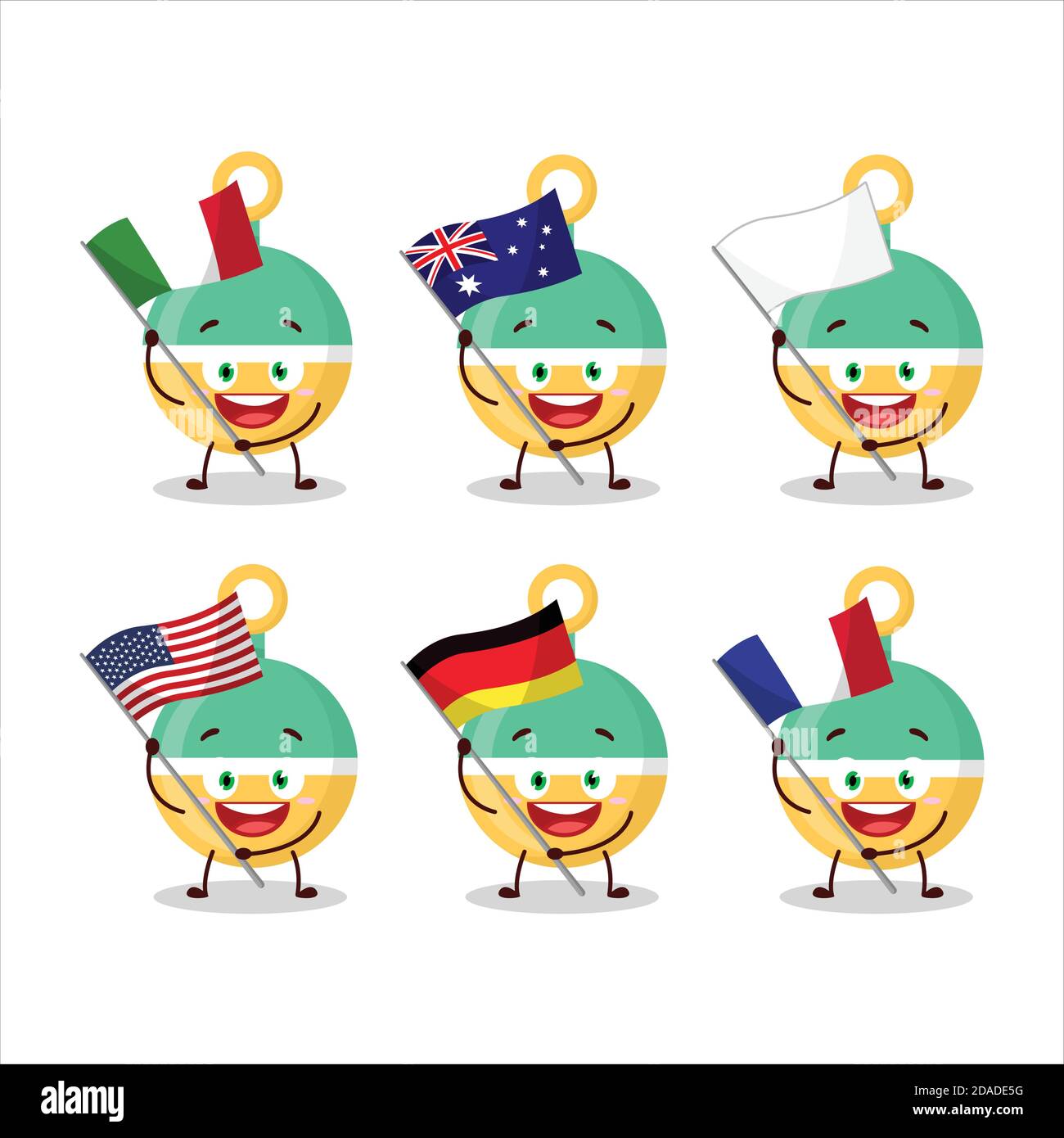 Rattle cartoon character bring the flags of various countries Stock ...