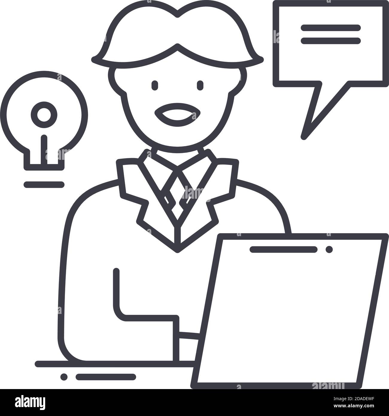 Manager concept icon, linear isolated illustration, thin line vector ...