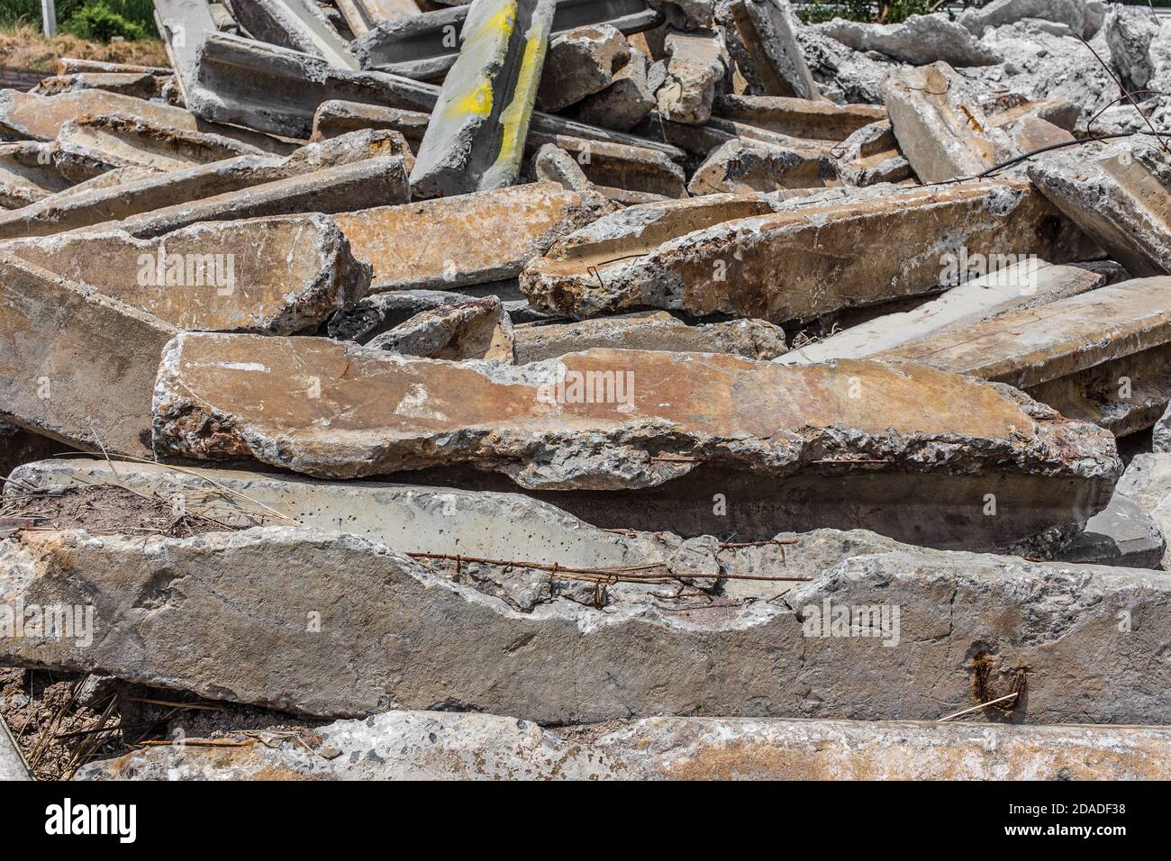 Concrete scrap and steel bar texture background Stock Photo