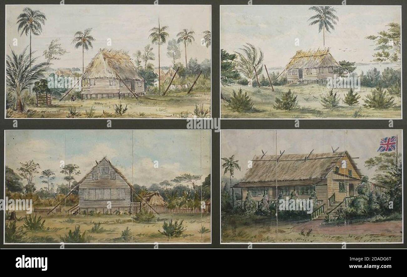 Dwellings in Bluefields in 1845 Stock Photo