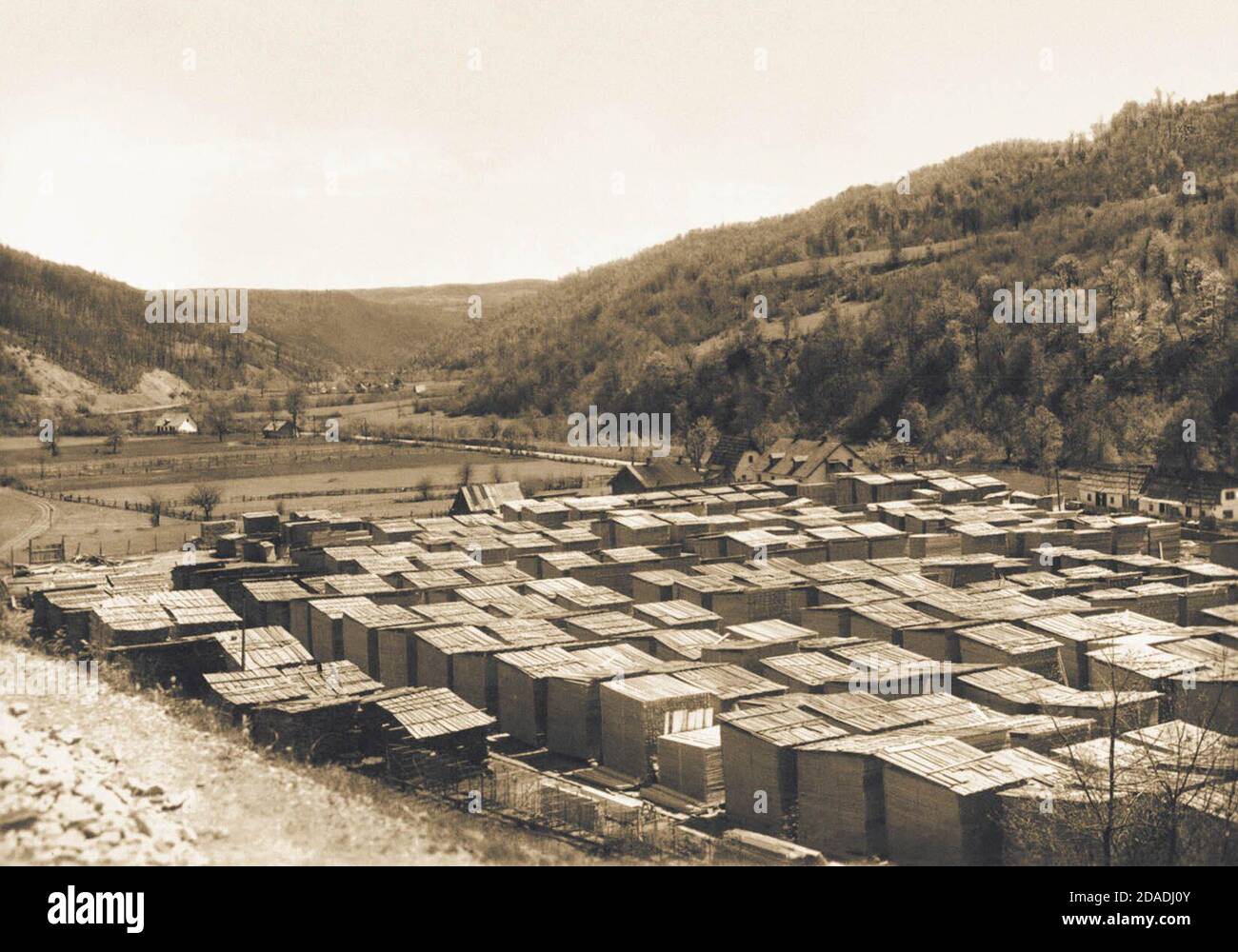 A look at the steam-powered sawmill of Giuseppe Feltrinelli & Co. in Podgrab Stock Photo