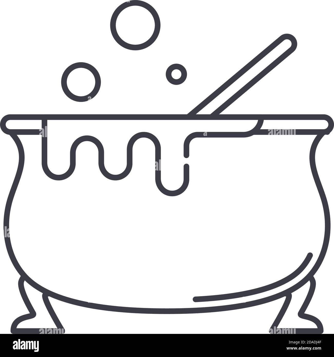 Magic pot icon, linear isolated illustration, thin line vector