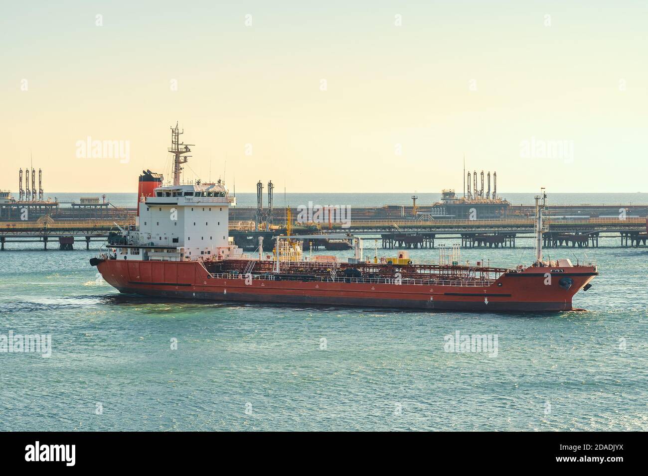 Big cargo nautical ship in port. Commercial sea transportation and logistic concept. Stock Photo