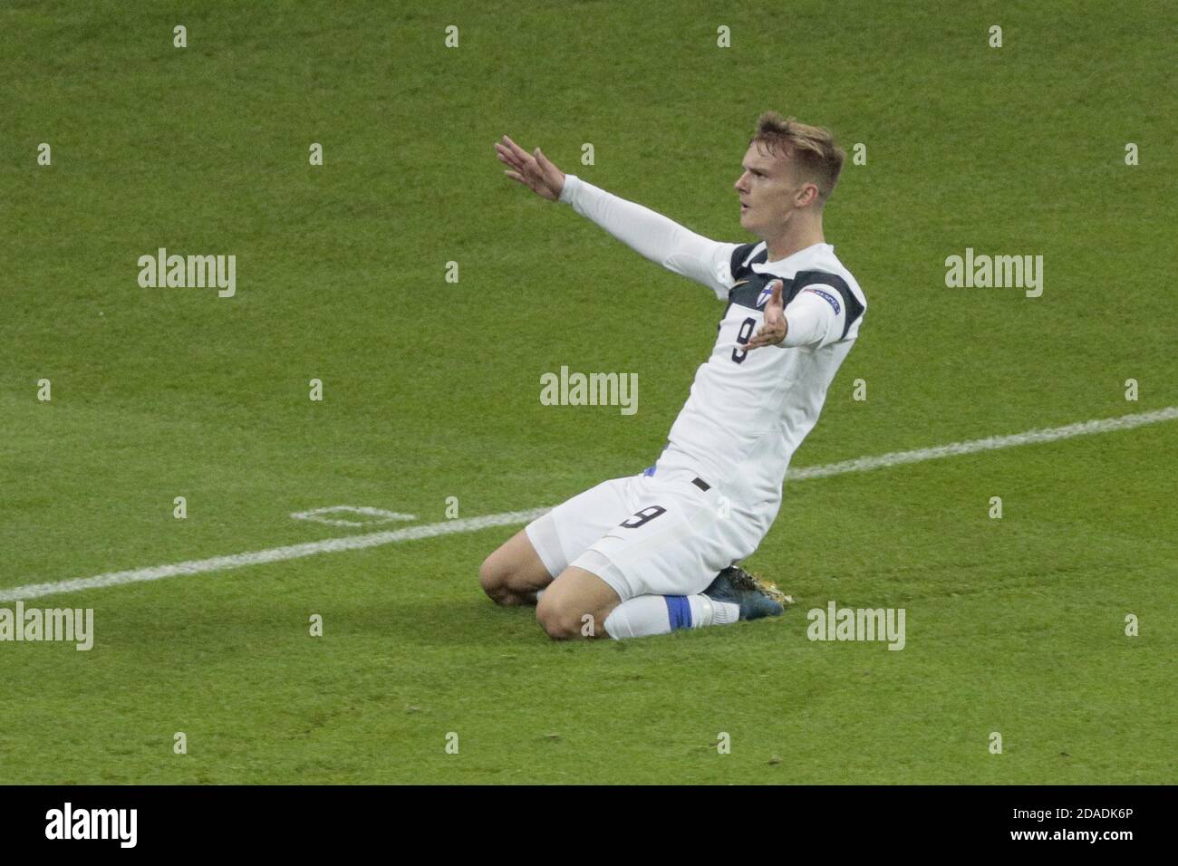 Lassi Forss (FIN) celebration after scored a goal during the International Friendly Game football match between France and Finland on November 11, 2 P Stock Photo
