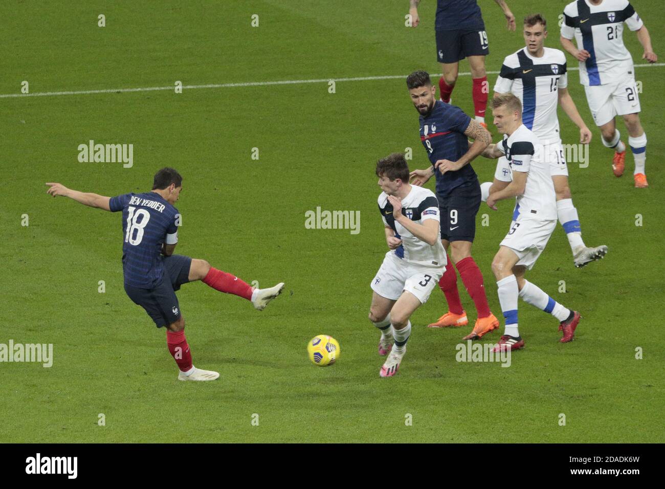 Wisdom Ben Yedder (FRA) tried to score during the International Friendly Game football match between France and Finland on November 11, 2020 at Stad P Stock Photo