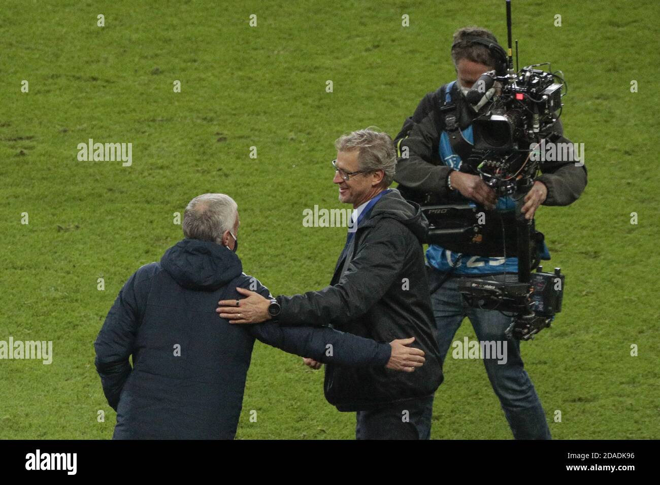 Didier Deschamps (FRA) greet Markku Kanerva (FIN) at the end of the game during the International Friendly Game football match between France and Fi P Stock Photo