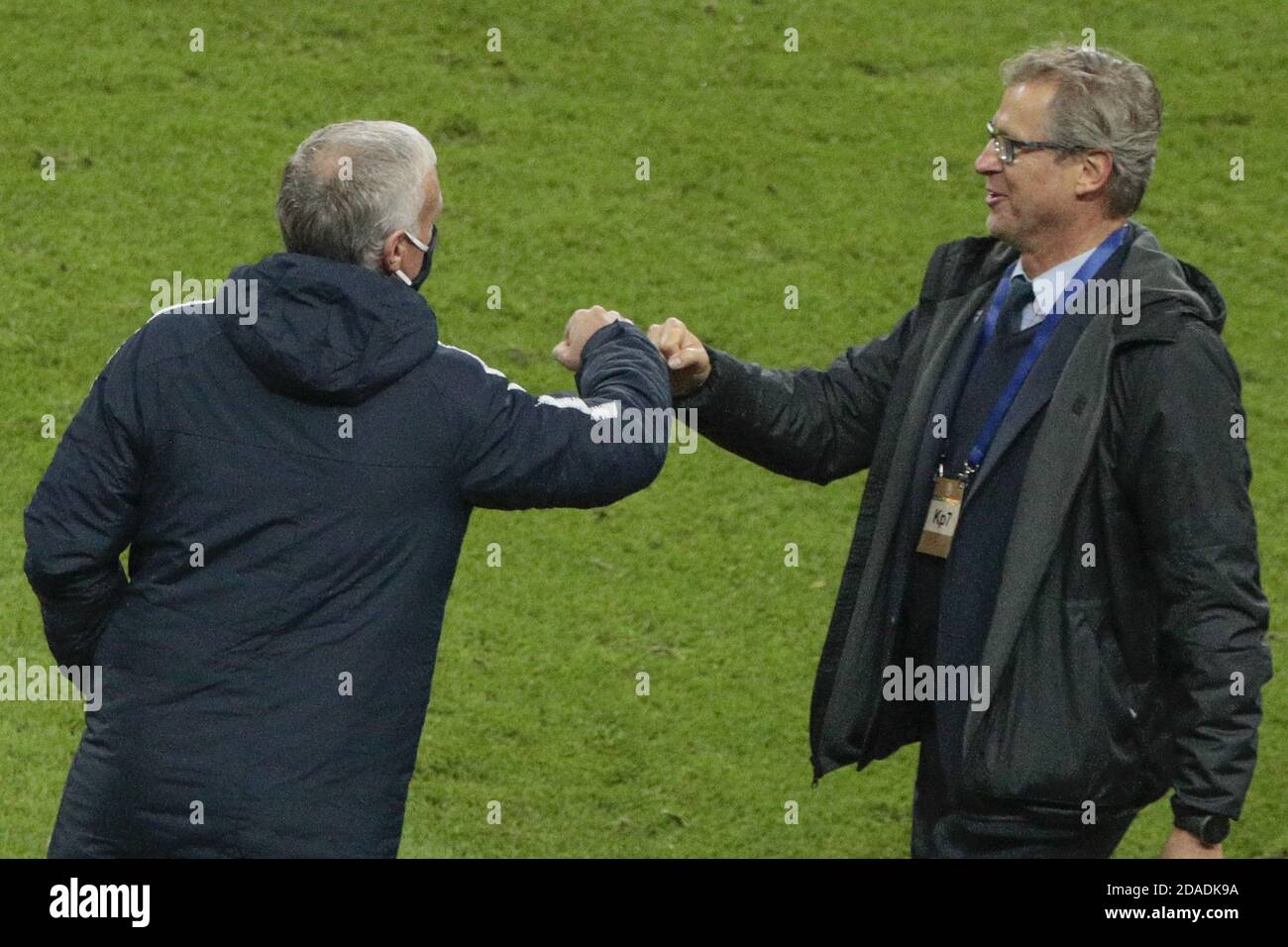 Didier Deschamps (FRA) greet Markku Kanerva (FIN) at the end of the game during the International Friendly Game football match between France and Fi P Stock Photo