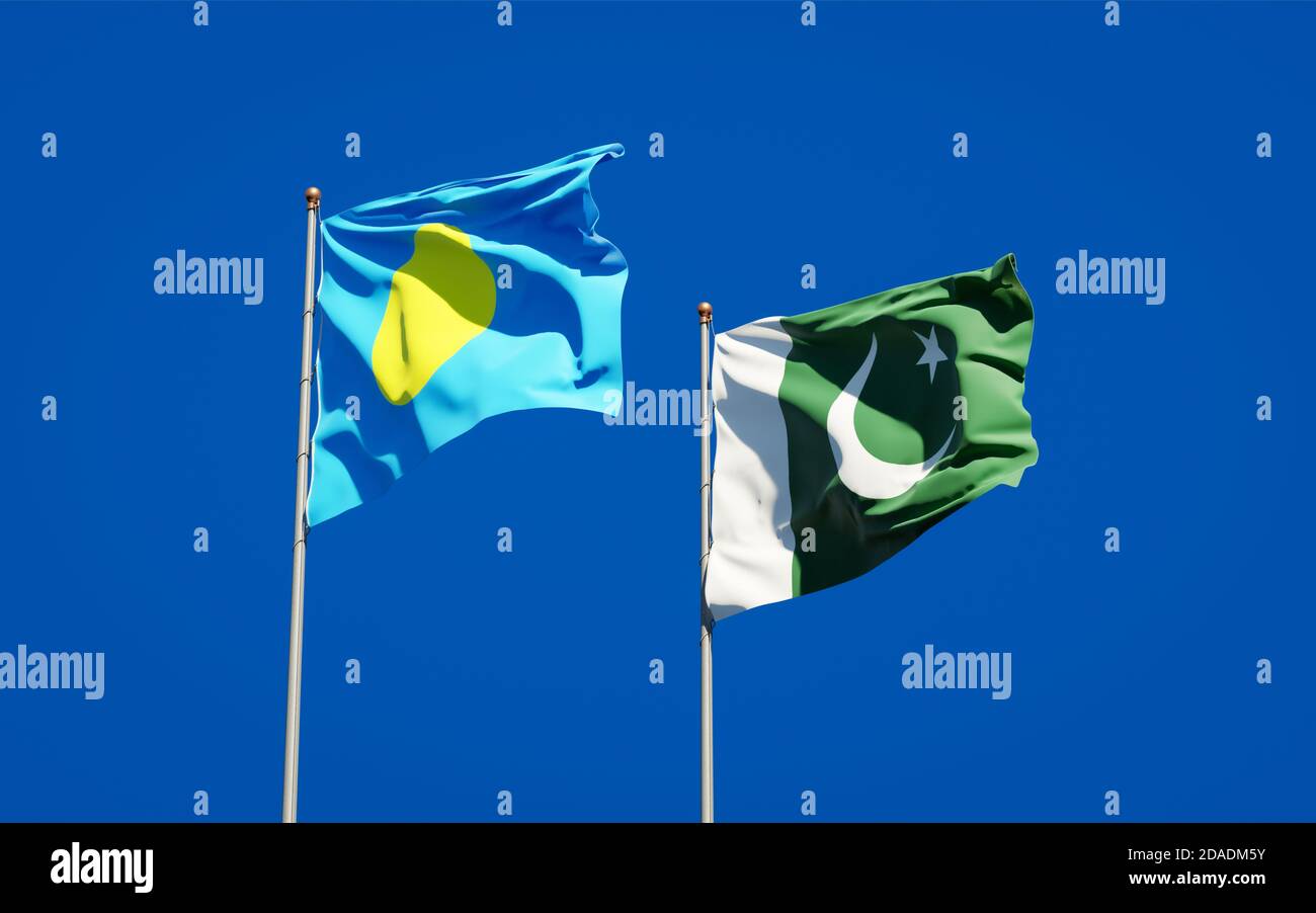 Beautiful national state flags of Palau and Pakistan together at the ...