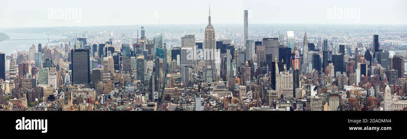 New York City Manhattan midtown aerial panorama view with skyscrapers ...