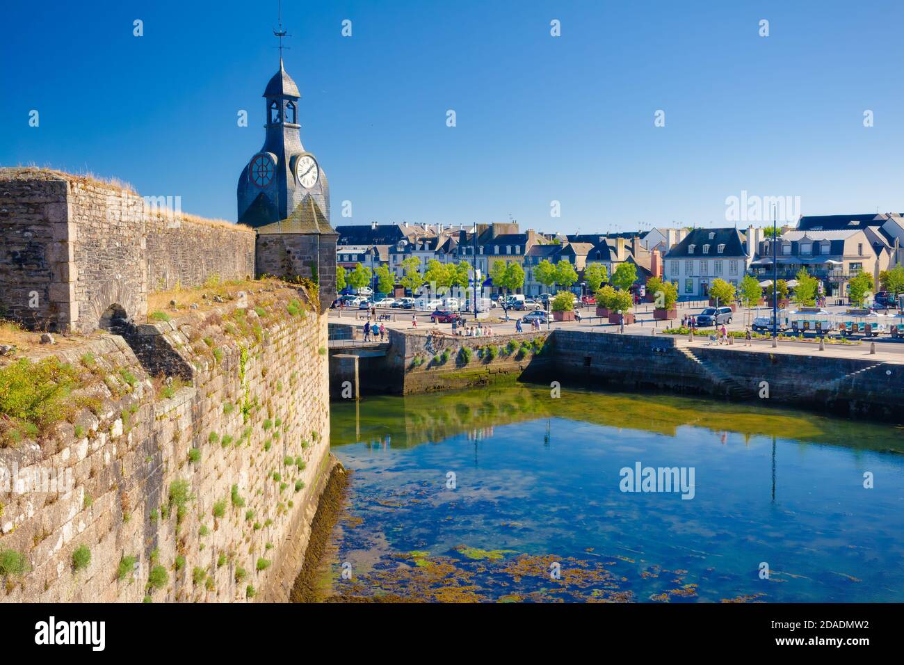 CONCARNEAU, BRITTANY, FRANCE: View of the port of Concarneau from the walls of the walled reconstruction. Stock Photo