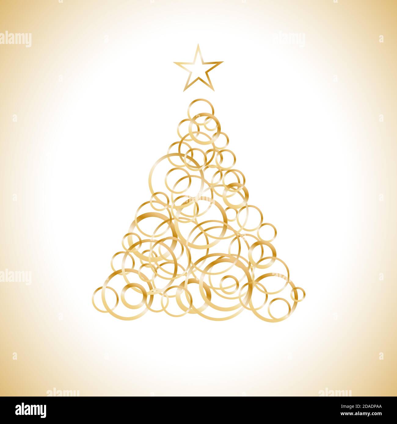 merry christmas tree golden in abstract shapes. vector card ...