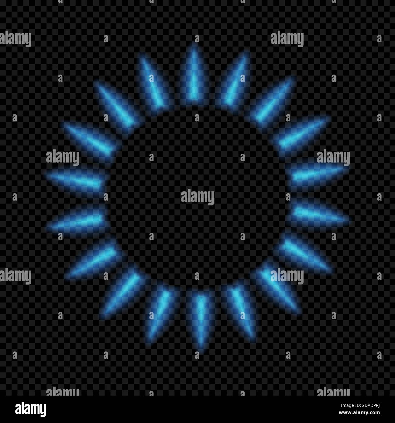 Blue fire on a dark transparent background. Isolated vector illustration. Stock Vector