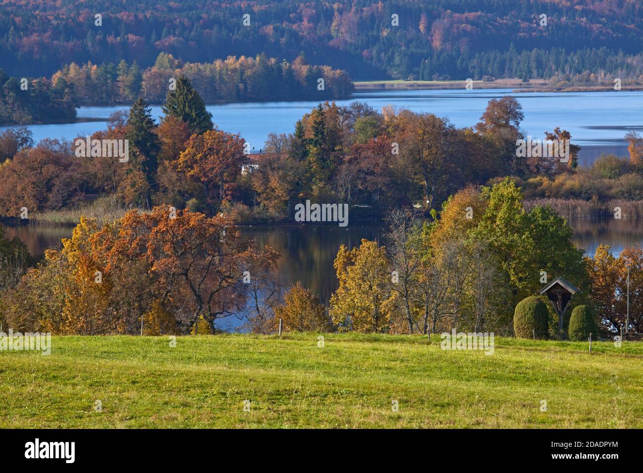 geography / travel, Germany, Bavaria, Murnau at Staffelsee, Staffelsee at Seehausen, Upper Bavaria, Additional-Rights-Clearance-Info-Not-Available Stock Photo