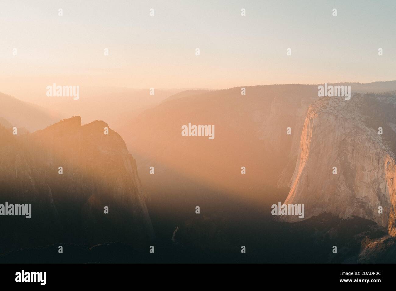 Sunset on the Valley of Yosemite Stock Photo - Alamy