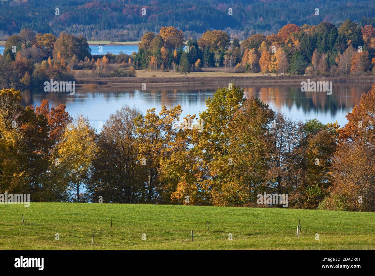 geography / travel, Germany, Bavaria, Murnau at Staffelsee, Staffelsee at Seehausen, Upper Bavaria, Additional-Rights-Clearance-Info-Not-Available Stock Photo