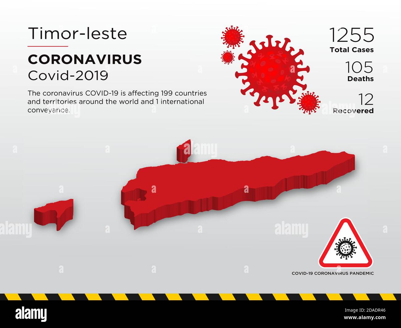 Timor- leste Affected Country 3D Map of Coronavirus Disease Design Template Stock Vector