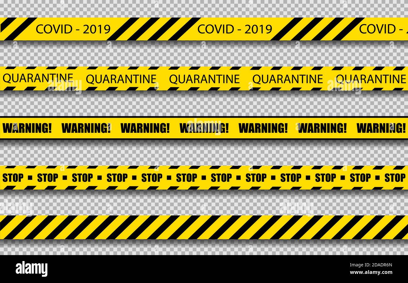 Set of yellow lines with different inscriptions about the danger of the coronovirus. ERS-Cov Middle East Respiratory Syndrome, Coronavirus , New Stock Vector