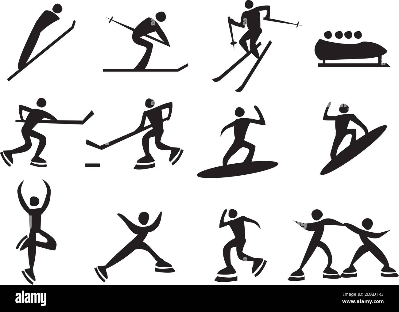 Icon of silhouettes man enjoying the winter sports. Vector illustration ...