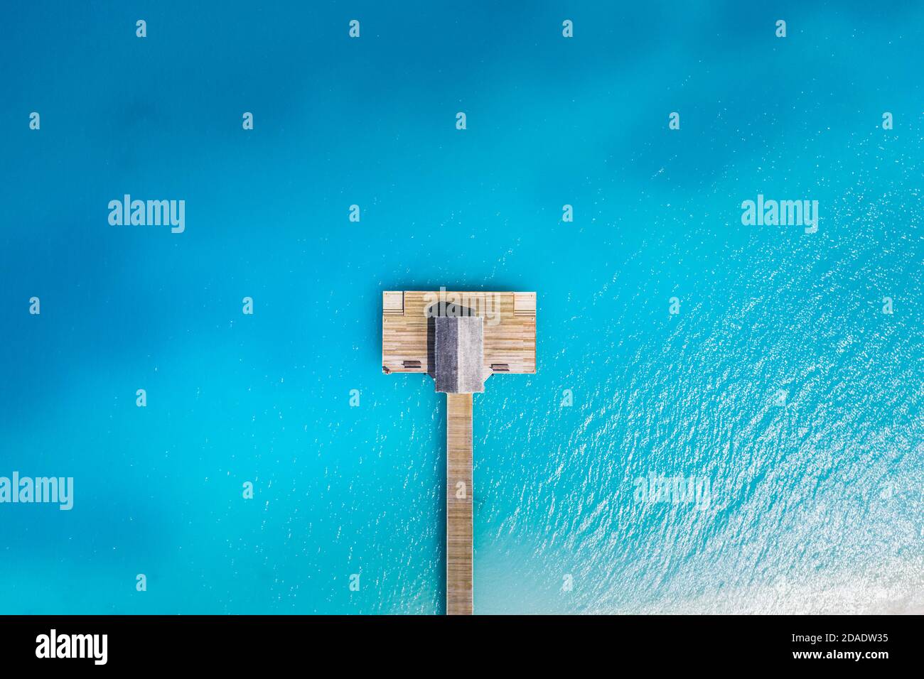 Aerial top view tropical island white sand beach with blue lagoon sea ...