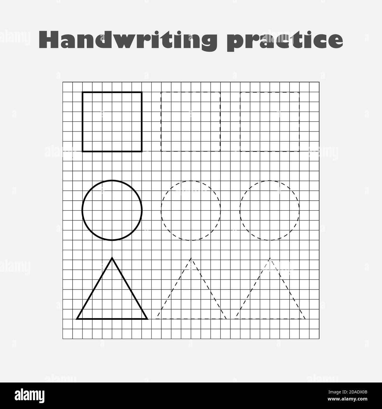 Handwriting Practice Sheet. Educational Children Game, Kids Activity.  Learning Shapes Stock Vector - Illustration of coloring, geometry: 74429972