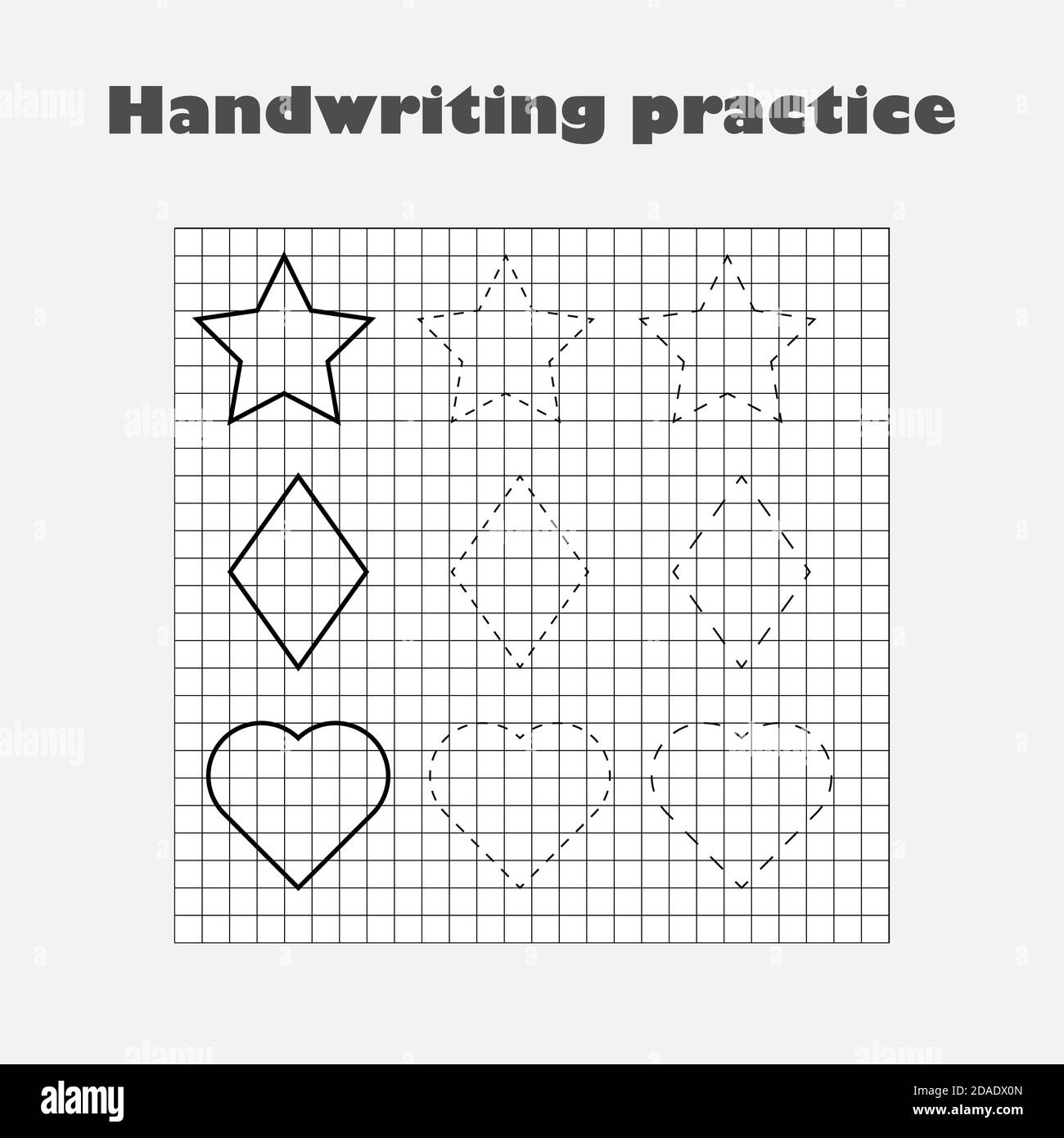 Handwriting practice sheet kids preschool activity educational 