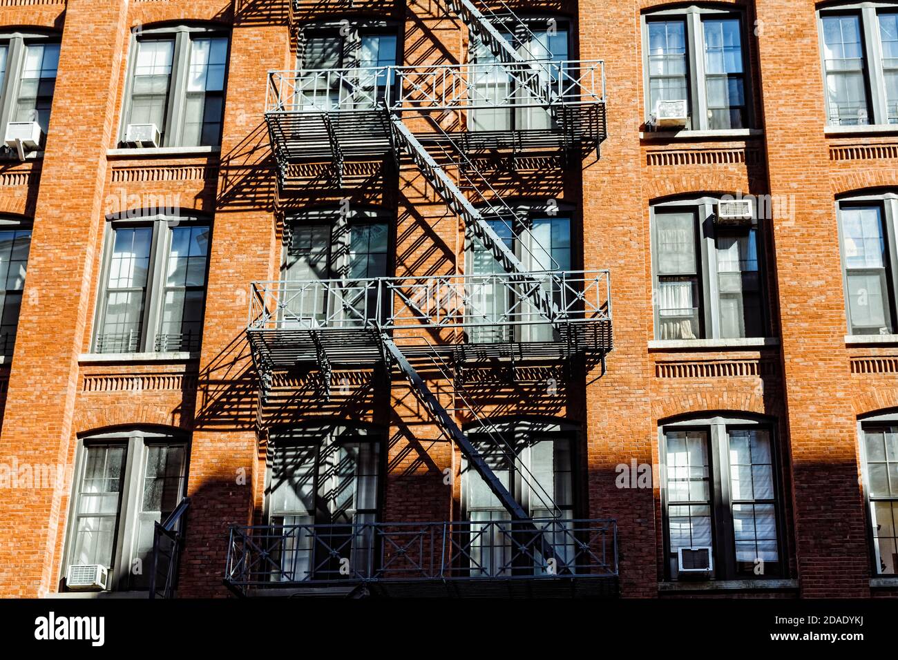 Escape fire ladders at house facades in Dumbo, Brooklyn Stock Photo Alamy
