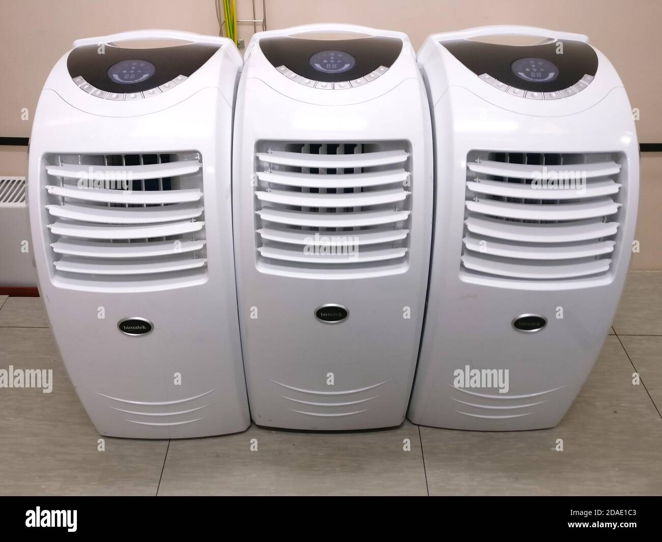 Moscow / Russia 03 24 2019: Mobile Bimatek air conditioning system in the  office. Portable conditioners in shop. Portative air-cooling system in the  s Stock Photo - Alamy