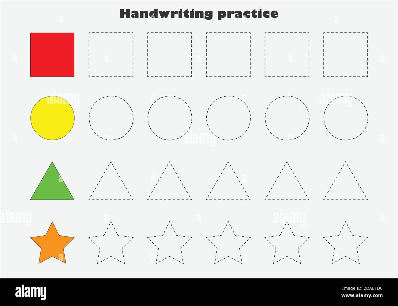 Handwriting practice sheet, kids preschool activity, educational children  game, printable worksheet, writing training, learning geometric shapes  Stock Vector Image & Art - Alamy