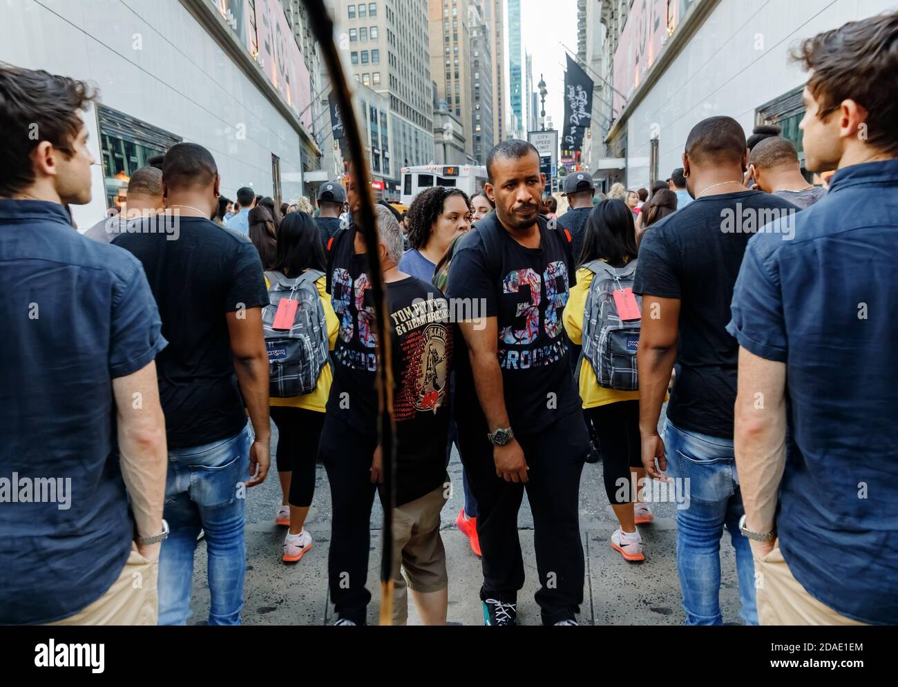 NEW YORK, USA - Sep 17, 2017: Manhattan street scene. Americans on the streets of New York City. Crowds of people near the Victoria's secret shop on S Stock Photo