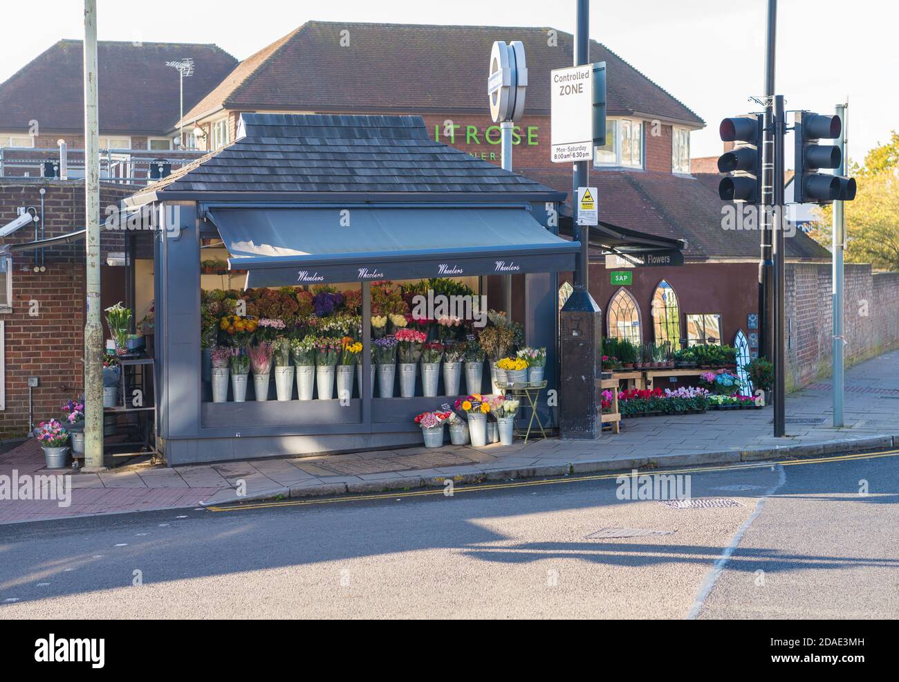 Wheelers flower stall at Northwood underground station, Greater London