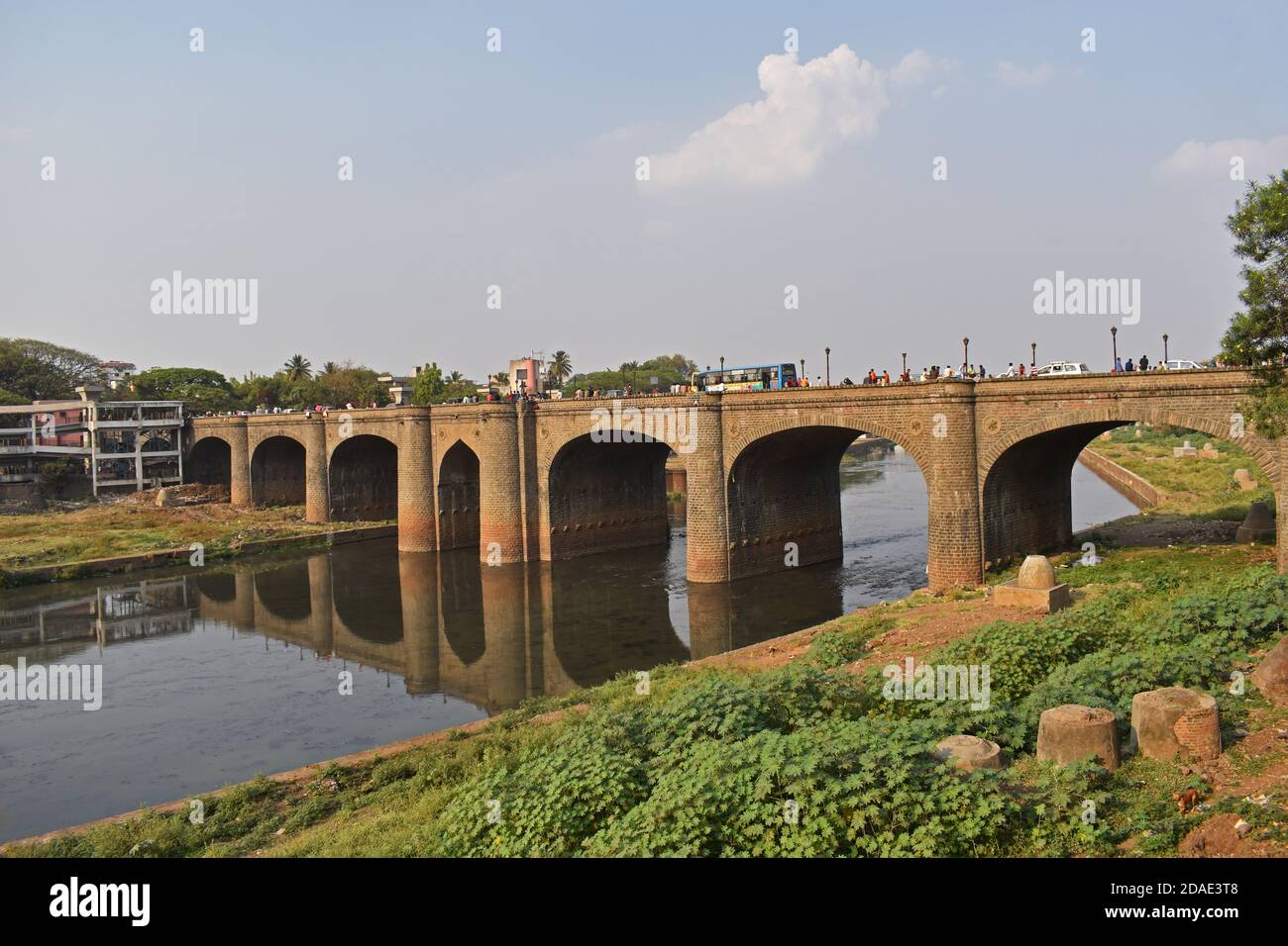 Chhatrapati Shivaji Bridge - Pune Heritage - link connecting the two banks of the river, link between the old city and the new city. Pune, Maharashtra Stock Photo