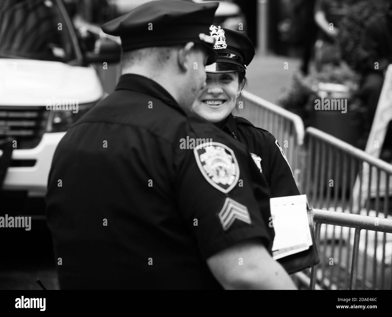 New York, USA Sep 26, 2018 Police officers performing his duties on