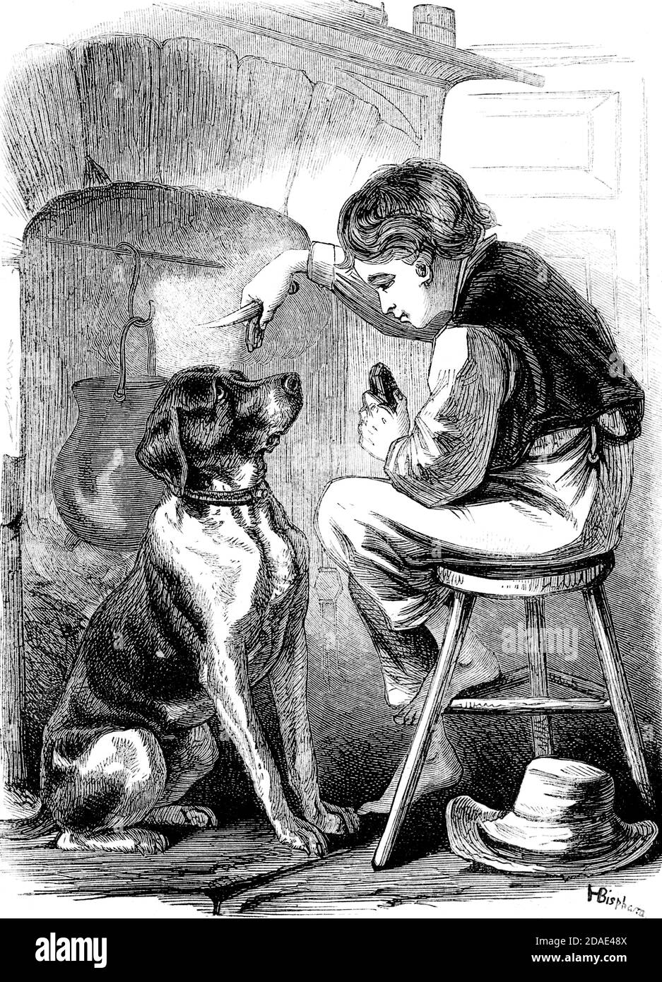 Scene from Great Expectations the thirteenth novel by Charles Dickens from Godey's Lady's Book and Magazine, Marc, 1864, Volume LXIX, (Volume 69), Philadelphia, Louis A. Godey, Sarah Josepha Hale, Stock Photo
