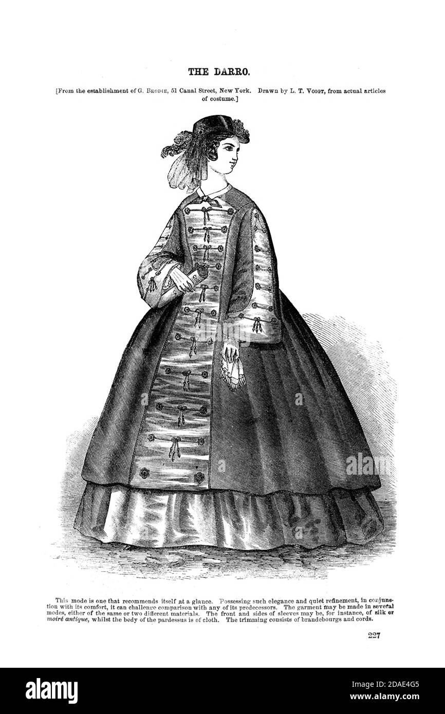 Godey's Fashion for March 1864 from Godey's Lady's Book and Magazine, Marc, 1864, Volume LXIX, (Volume 69), Philadelphia, Louis A. Godey, Sarah Josepha Hale, Stock Photo