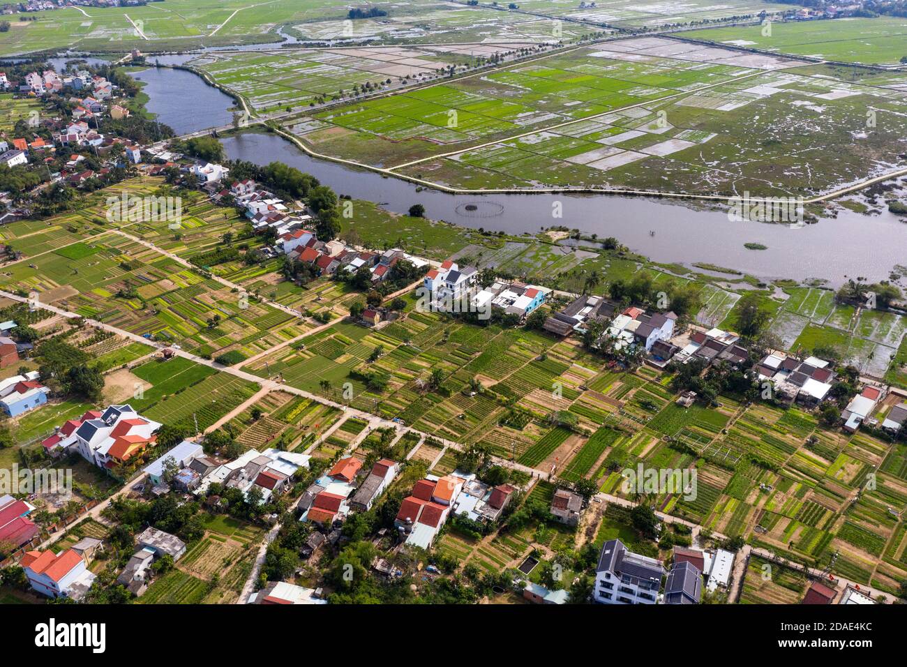 Aerial view on the garden Vegetable close to Hoi An, Vietnam Stock Photo