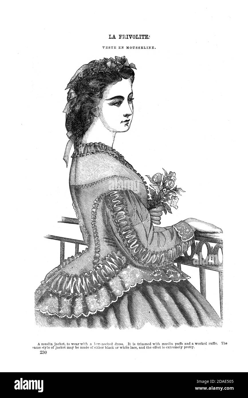 Godey's Fashion for March 1864 from Godey's Lady's Book and Magazine, Marc, 1864, Volume LXIX, (Volume 69), Philadelphia, Louis A. Godey, Sarah Josepha Hale, Stock Photo