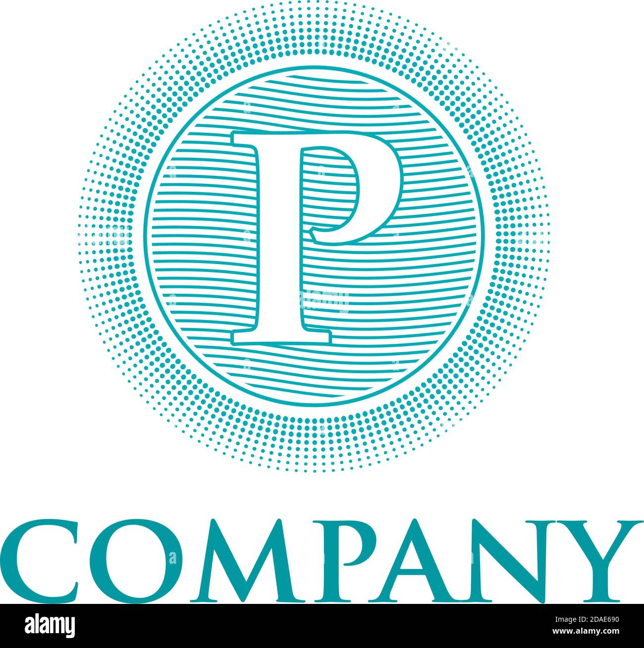 Elegant vector monogram initial letter P with sun and waves Stock ...