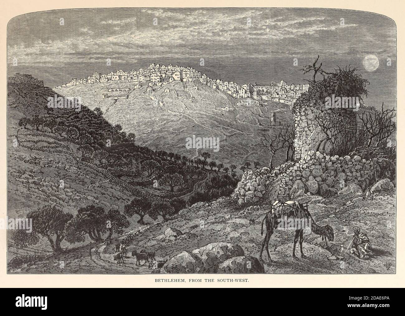 Bethlehem from the South West from the book Picturesque Palestine, Sinai, and Egypt By  Colonel Wilson, Charles William, Sir, 1836-1905. Published in New York by D. Appleton and Company in 1881  with engravings in steel and wood from original Drawings by Harry Fenn and J. D. Woodward Volume 1 Stock Photo