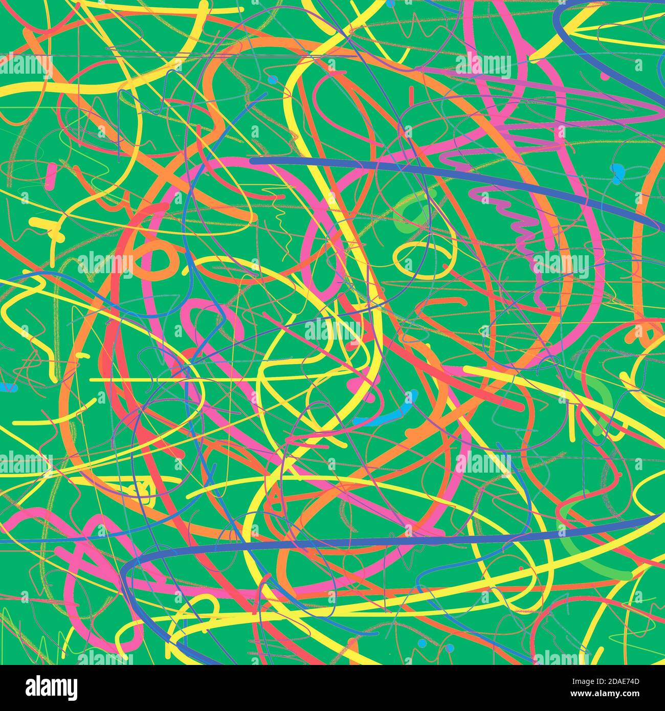 Multi-colored crew abstract lines on green background Stock Photo