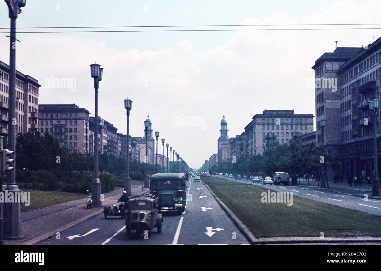 Street scene in Berlin in June 1965.Photo taken in June 1965 , on Agfacoulour CT18 slide film using a 35mm  Petri 5 SLR.Digitally copied using a Nikon Stock Photo