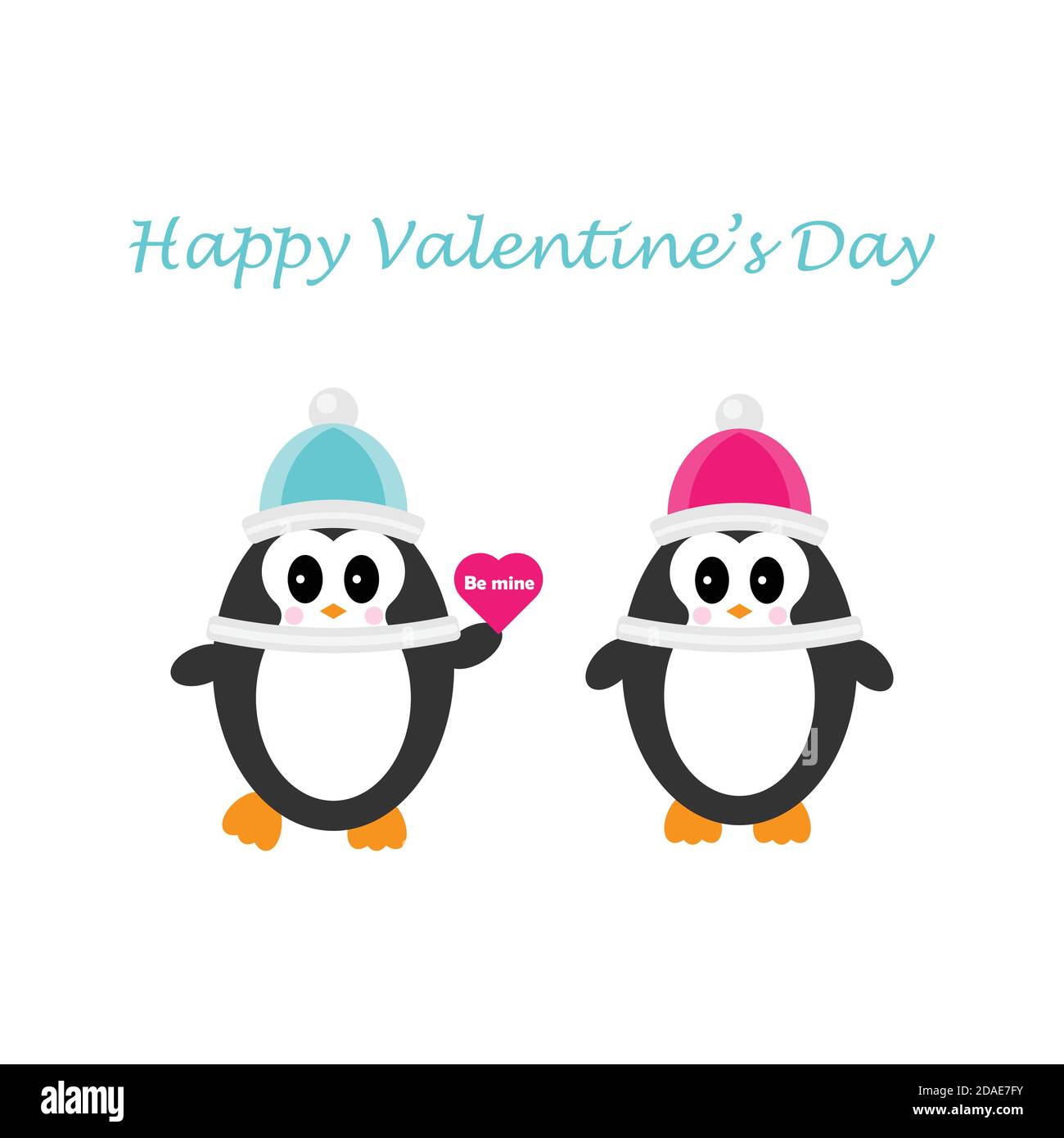 Cute Couple Of Penguins Fallen In Love Happy Valentines Day Holding