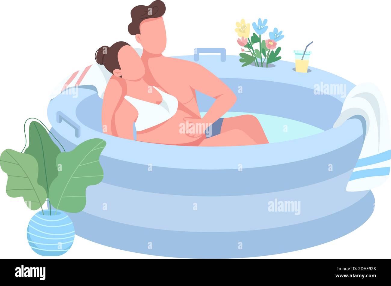 Young expectant parents flat color vector faceless character Stock Vector
