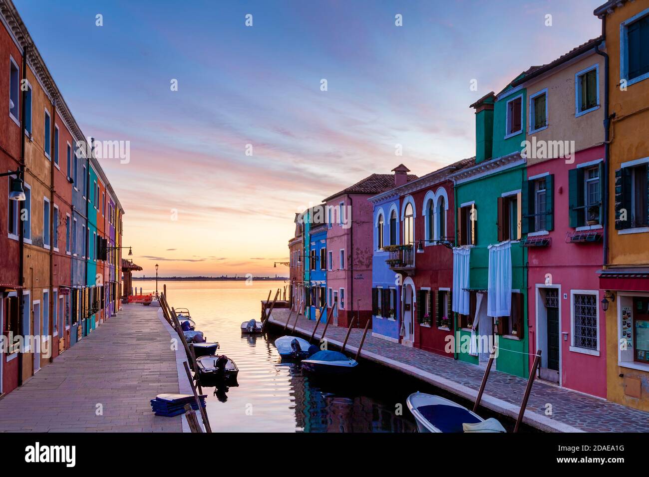 Colourful Houses, Burano Island, Venice, Italy. Stock Photo