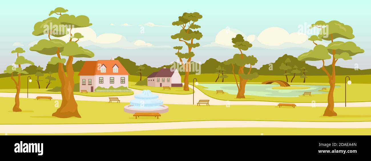 Town park flat color vector illustration Stock Vector Image & Art - Alamy